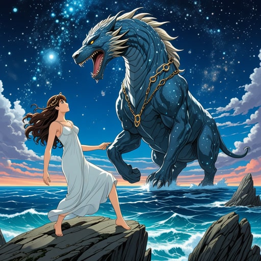 在希腊神话中,仙女座是一位美丽的公主,被绑在岩石上作为对海怪的牺牲。她的故事以幸福结局,英雄珀尔修斯救了她,后来他们结婚了。这个故事常与仙女座星座联系在一起,该星座在夜空中代表了她的形象。