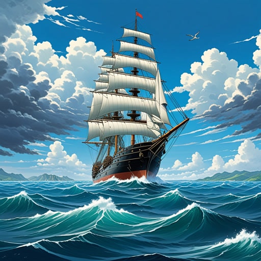在广阔的海洋中,一个反气旋形成,带来了晴朗的天空和平静的海面。水手们欢欣鼓舞,因为高气压系统阻挡了风暴,使他们能够安全航行。反气旋,一个无声的守护者,保护船只免受海洋的愤怒。