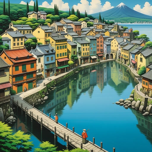 在一个小镇上,有一个独特的艺术展览,所有的作品都是并置展示的。一个特别的布置吸引了所有人的注意:一幅宁静湖面的画被放置在繁忙城市景观的旁边。这种对比场景的并置不仅突出了每件作品的美,还引发了关于自然与城市生活平衡的对话。