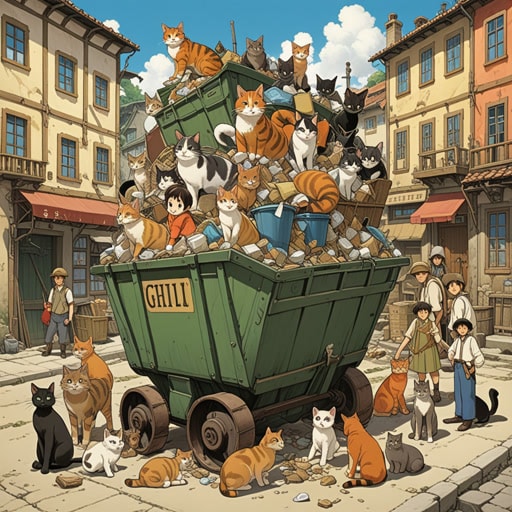 在一个小镇上,有一个大家都用的旧垃圾桶。一天,一只好奇的猫爬进了垃圾桶并被困住了。镇上的人们不得不齐心协力,用一个迅速而周密的计划来救出这只猫。从那天起,这个垃圾桶不仅被记住是一个放垃圾的地方,也成为了社区合作的象征。
