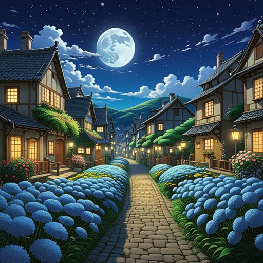 从前在一个小镇上,所有人都睡着了。小镇如此安静,甚至连风都似乎睡着了。在午夜时分,一阵微风唤醒了花朵,使它们在月光下轻轻舞动。然而,小镇依旧沉睡,对周围发生的美丽景象一无所知。