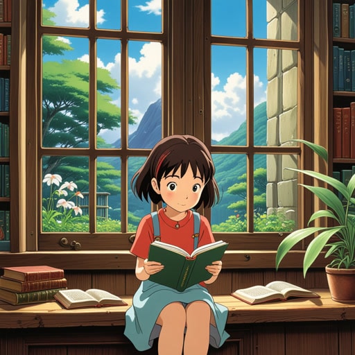 在一个安静的图书馆里,一个名叫莉莉的年轻女孩正在专心地阅读一本书。她的眼睛仔细地跟随每一个字,她的心思完全沉浸在故事中。突然,窗外传来一声巨响,使她分心。然而,她很快重新集中注意力,继续专心地阅读,显示出她对这本书的浓厚兴趣。