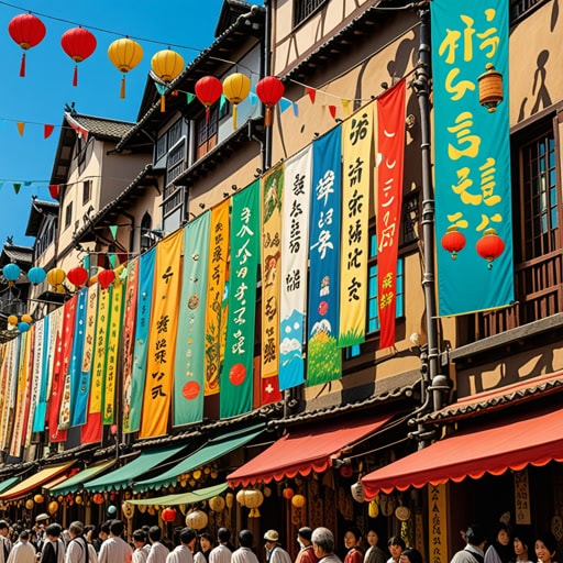 在一个小镇上,有一个节日,每个人都会悬挂五彩缤纷的横幅。一个由当地艺术家设计的独特横幅吸引了所有人的注意。它如此美丽,以至于促使小镇将其作为官方象征。这个横幅不仅装饰了小镇,还团结了人民,提醒他们共同的历史和文化。