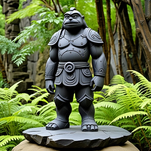 在一个土地上,到处都是丰富的玄武岩,住着一位技艺高超的工匠名叫伊莱。伊莱以能在坚硬的玄武岩上雕刻复杂图案而闻名。一天,一位神秘的旅行者到来,请求伊莱制作一个能经受时间考验的雕塑。受到挑战的启发,伊莱不懈地工作,制作了一座雄伟的玄武岩雕像,它高大而自豪地耸立着。旅行者对结果感到满意,透露自己是大地的守护者,而这座玄武岩雕像成为了力量和耐力的象征。