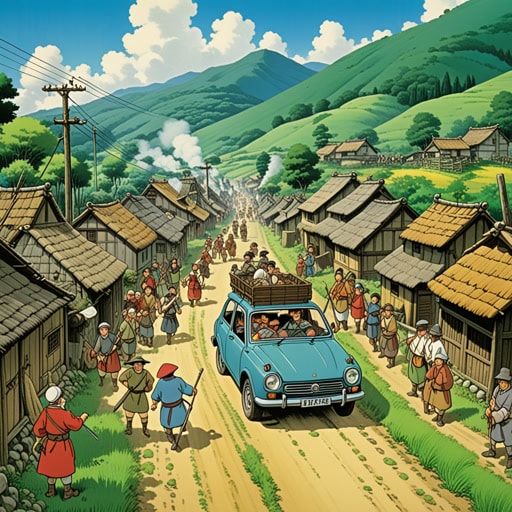 在一个小村庄里,住着一个以好战著称的人。每当有争执时,他总是第一个主张打架。一天,一个和平的节日被一群强盗打断。这位好战的人没有慌张,而是迅速组织村民形成防御阵型。他那通常被视为麻烦的激进方法,在这情况下证明是有效的,成功驱赶了强盗,恢复了村庄的和平。
