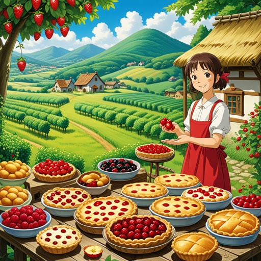 在一个小村庄里,每年夏天都有一个采摘浆果的传统。村民们会收集浆果来做果酱和派。有一年,一个名叫莉莉的年轻女孩发现了一种罕见的金色浆果。这种浆果不仅美味,而且具有一种神奇的特性,能让每一个品尝它的人都感到快乐。从那天起,金色浆果成为了村庄里快乐和繁荣的象征。