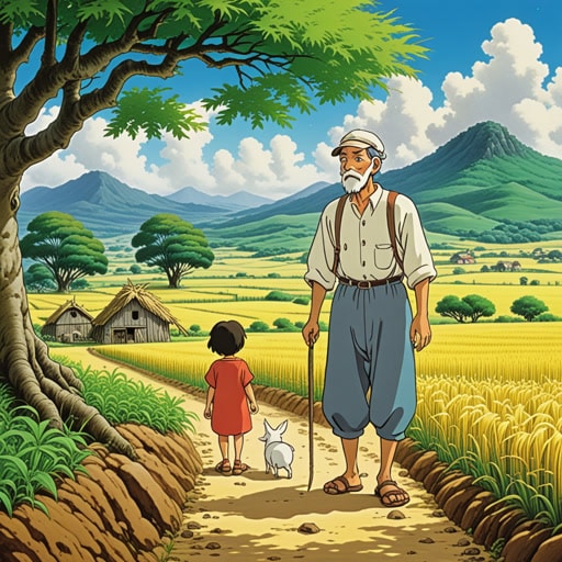 在一个小村庄里,住着一个贫穷的农夫,在严重的干旱期间恳求当地领主帮助。被他的恳求所感动,领主给了他一块肥沃的土地。农夫真诚的恳求不仅使他的家庭免于饥饿,还带来了繁荣的未来。
