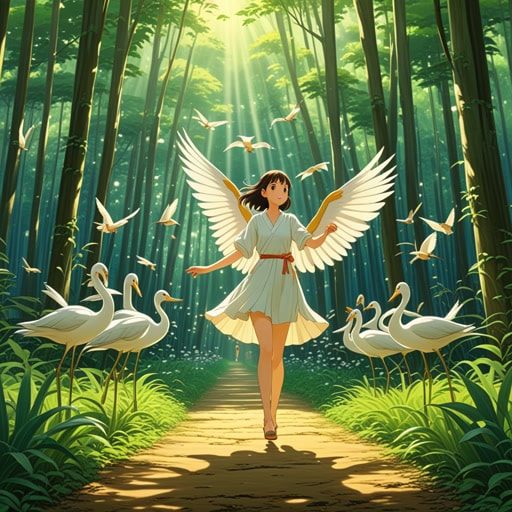在一个小村庄里,住着一个名叫莉莉的女孩,她有着像鸟一样的外表。她的动作优雅而轻盈,就像一只鸟。一天,当她穿过森林时,遇到了一群真正的鸟。鸟儿们惊叹于她像鸟一样的特质,邀请她加入它们的舞蹈。他们一起表演了一场美丽的舞蹈,让所有看到的人都为之着迷。