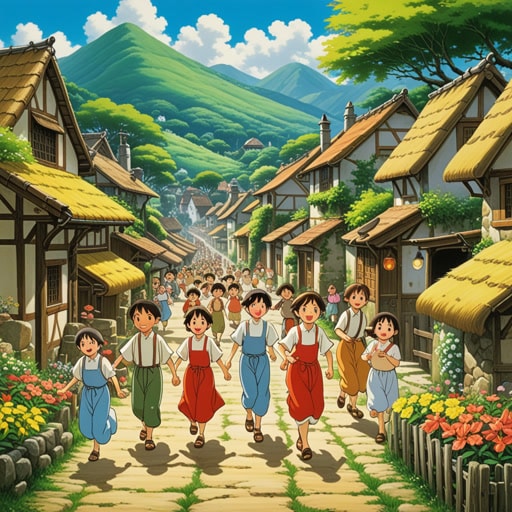 在一个小村庄里,每年都有一个愉快的节日。来自四面八方的人们都会来享受音乐、舞蹈和笑声。有一年,一位名叫莉莉的年轻艺术家决定画下这一场景。她的画作捕捉了节日愉快的精神,成为了村民们珍爱的记忆。