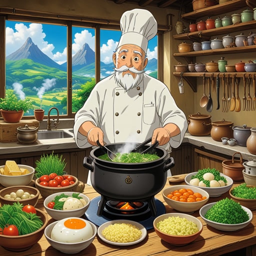 在一个小村庄里,有一位名叫杰克的厨师,他以其煮沸的菜肴而闻名。一天,一位神秘的旅行者请求杰克煮一种特殊的草药,这种草药能治愈任何疾病。杰克,总是迅速且技艺高超,完美地煮沸了这种草药。旅行者感激不已,透露自己其实是一位巫师,并奖励给杰克一个神奇的锅,这个锅可以瞬间煮沸任何东西。