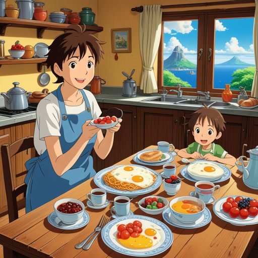 从前,有一个小男孩叫蒂姆,他非常喜欢早餐。每天早上,他的妈妈都会为他准备美味的早餐。一天,蒂姆决定给妈妈一个惊喜,自己动手做早餐。他用一顿丰盛的饭菜打破了夜间的禁食,妈妈非常高兴。从那天起,蒂姆学会了与家人分享早餐的快乐。