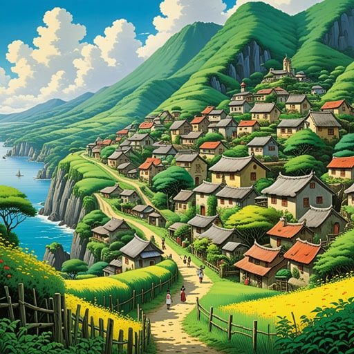 从前,有一个被壮丽景色环绕的小村庄。村民们过着简单的生活,但他们总是被周围的美景所震撼。一天,一位著名的画家访问了这个村庄,他被这些令人叹为观止的景色深深吸引,决定创作一幅杰作。他的画作捕捉了村庄及其壮丽美景的精髓,很快就在全世界闻名。