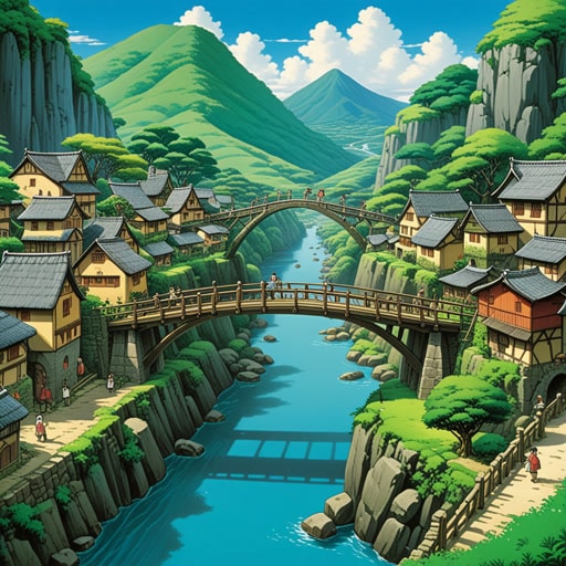 从前,有一个被宽阔河流分隔的小村庄。村民们渴望有一座桥来连接他们。一位聪明的工程师约翰决定架桥。他设计了一座坚固的桥梁,不仅连接了两岸,还成为了团结的象征。这座桥给村庄带来了繁荣和幸福。