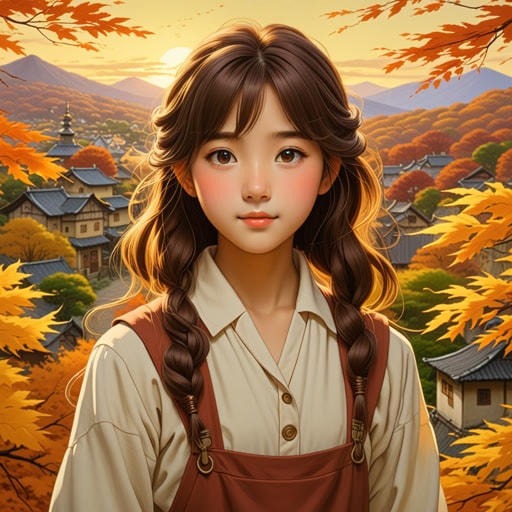 在一个小村庄里,住着一位名叫布朗的画家。他喜欢画秋天的风景,那些丰富的棕色叶子和金色色调。一天,他决定画一个有着棕色眼睛和头发的女孩的肖像。当他工作时,太阳开始下山,给他的画布投下了一层温暖的棕色光芒。这幅画成了他的杰作,受到了村里每个人的赞赏。