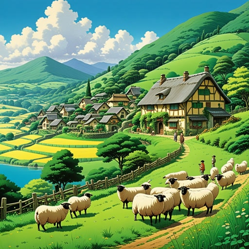 在一个田园风光的村庄里,住着一个名叫杰克的牧羊人。他的日子在宁静的乡村度过,照料着他的羊群。一天,一个城市居民访问了这个村庄,被田园的魅力深深吸引。他决定离开繁忙的都市生活,在这个村庄定居,享受乡村生活的简单乐趣。
