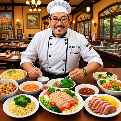 从前,在一个小镇上,有一位以制作低卡路里菜肴闻名的厨师卡尔。他的餐厅‘卡路里克星’在注重健康的人群中很受欢迎。一天,一位健康检查员访问了这家餐厅,并对卡尔餐食的营养价值印象深刻。他赞扬卡尔创新使用食材,不仅味道好,而且卡路里含量低。这一认可促使卡尔扩展他的菜单,提供更多美味和健康的选择。