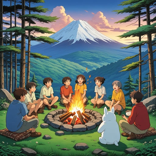 从前,一群朋友决定在山里露营。他们在一条清澈的小溪旁找到了一个完美的地点,搭建了营地。当他们围坐在篝火旁时,分享故事并烤棉花糖。这次经历非常难忘,他们决定将其作为每年的传统。