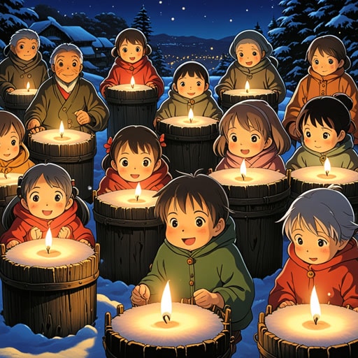 在一个小村庄里,有一个古老的传统,每当有新生儿出生时,村子广场上就会点燃一支蜡烛。这支蜡烛象征着希望和新开始。在一个寒冷的冬夜,一个婴儿出生了,蜡烛被点燃了。当村民们聚集在一起时,蜡烛的光芒温暖了他们的心,提醒他们生命的循环和更新。