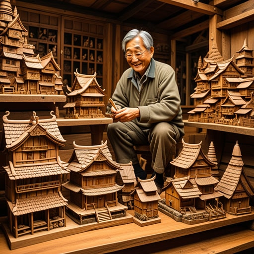 在一个小村庄里,住着一位以其精美的雕刻而闻名的老人。每年,他都会用当地的木材雕刻出一件新的杰作,村民们都非常欣赏。一天,一个小男孩请求老人教他雕刻艺术。老人同意了,随着时间的推移,男孩变得和他的导师一样熟练。他们一起继续创造出美丽的雕刻,给村庄带来了欢乐。