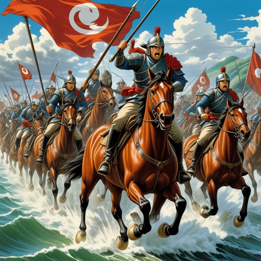 在一场激烈的战斗中,骑兵被召唤来扭转战局。当重装步兵苦战时,骑兵迅速而敏捷地冲破敌人的防线,打散了他们的队形,为自己的一方赢得了胜利。骑兵的景象,旗帜飘扬,马蹄声如雷,是力量和决心的象征。