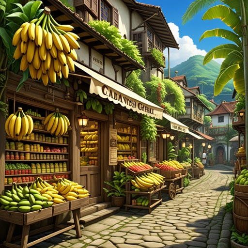 在一个古雅的英国村庄里,有一家以卡文迪什烟草闻名的烟草店。一天,一位来自热带地区的旅行者给店主带来了一种罕见的卡文迪什香蕉作为礼物。店主对这种异国水果感到好奇,决定创造一种新的烟草混合物,其中融入了卡文迪什香蕉的精华。这种独特的风味在村民中大受欢迎,卡文迪什这个名字成为了烟草和香蕉的代名词。
