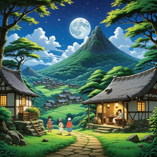 在一个小村庄里,有一个传统,每到满月之夜,村民们就会吟唱古老的赞美诗。一天晚上,当村民们吟唱时,一个神秘的旋律加入进来,促使每个人寻找它的来源。他们发现了一位老音乐家,他被他们的吟唱所启发,决定加入自己的曲调。这种意想不到的合作产生了一首美丽的新吟唱,村庄将其采纳为自己的吟唱。