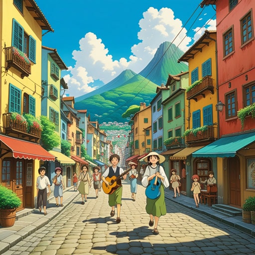 在一个没有欢乐的小镇上,人们过着毫无乐趣的生活。一天,一位旅行音乐家来到这里,演奏了一首欢快的曲子。音乐传播了快乐,将这个阴郁的小镇变成了一个充满活力和欢乐的地方。