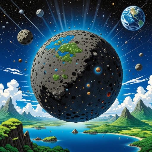 在浩瀚的宇宙中,一块陨石携带着许多球粒穿越了星系。这些小的圆形颗粒,形成于太阳系的早期,是理解其历史的关键。当陨石落在地球上时,科学家们急切地研究这些球粒,拼凑出宇宙起源的谜题。