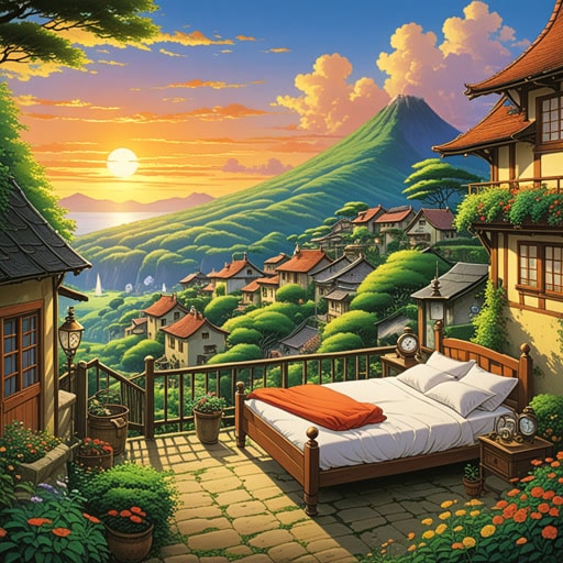 在一个小村庄里,居民们严格遵循着昼夜节律生活。每天,他们在黎明醒来,在日落时上床睡觉。这种节奏深深地植根于他们的生活中,甚至连动物们也跟着这样做。一天,一个不习惯这种作息的旅行者来到了这里。他发现很难适应,但很快就意识到与自然界的昼夜节律和谐生活的美丽。