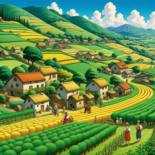 在一个小村庄里,农民们种植了各种各样的作物,包括油菜。有一年,油菜长得特别好,为村民们带来了丰收。生机勃勃的绿色油菜田不仅养活了社区,还吸引了游客,给村庄带来了繁荣。