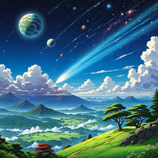 在遥远的星系中,有一颗名为Komet的彗星。Komet以其长而美丽的尾巴在宇宙光中闪烁而闻名。一天,Komet经过一个小行星,它的出现促使居民们惊叹于这一宇宙奇观。Komet的出现激发了行星上的科学家更深入地研究宇宙,从而极大地提升了他们对宇宙的理解。