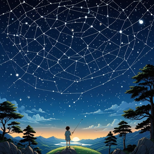 从前,在一个星星闪烁的国度里,有一个年轻的观星者名叫亚历克斯。亚历克斯喜欢研究夜空中的星座。在一个晴朗的夜晚,他注意到星星形成了一个独特的图案,一个新的星座。他将其命名为‘学者的梦想’,很快它就成为了智慧和知识的象征。来自各地的人们仰望天空,被星座的美丽和神秘所启发。