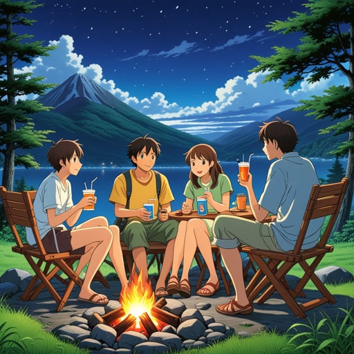 在炎热的夏天,一群朋友决定去野营。他们带了一个装满冰和饮料的冷却器。到了晚上,空气变得凉爽,他们在篝火旁享受着清新的微风。冷却器不仅保持了他们的饮料冷,也让他们想起了家乡更凉爽的天气。