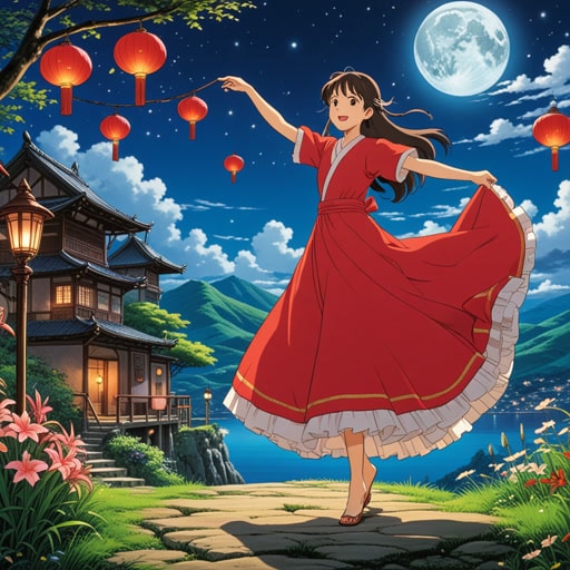 在一个小村庄里,有一个节日,每个人都会穿上最鲜艳的颜色。一个名叫莉莉的年轻女孩选择了一件最深红色的裙子。当她在月光下跳舞时,她的深红色裙子似乎在发光,吸引了所有人的注意。她裙子的深红色成为了村庄中欢乐和美丽的象征。