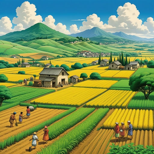 在一个小村庄里,有一大片耕地是社区的生命线。每年,村民们一起耕种土地,种植各种作物。有一年,严重的干旱威胁到了耕地,促使村民们想出创新的方法来节约用水和保护庄稼。他们的努力得到了回报,耕地收获了丰富的庄稼,确保了村庄的生存和繁荣。