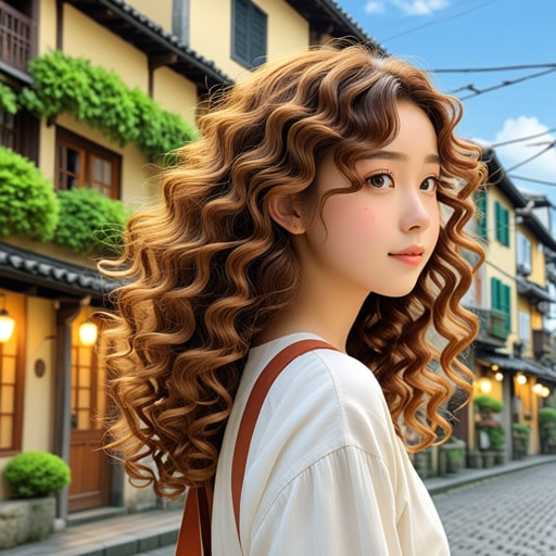 在一个小镇上,有一个名叫莉莉的女孩,她有一头美丽的卷发。她的卷发非常独特,成为了她的标志。一天,一位著名的发型师访问了这个小镇,并对莉莉的卷发印象深刻。他决定让莉莉成为他新卷发产品系列的模特,这让莉莉一夜之间变得有名。