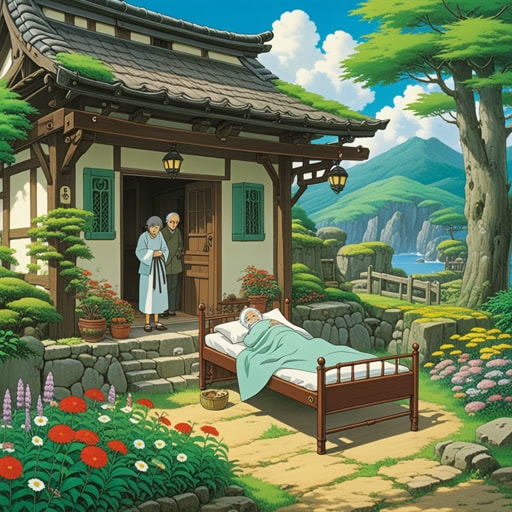 在一个小村庄里,有一位名叫约翰的老人。他的去世让所有人都感到悲痛。当他躺在临终的床上时,他向家人低声说出了他的遗愿。他的去世标志着一个时代的结束,村庄举行了一个仪式来纪念他的生活和遗产。尽管他的去世令人悲伤,但它提醒了人们生命的循环和珍惜每一刻的重要性。