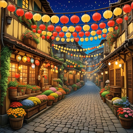 从前,有一个小镇即将庆祝它的年度节日。镇上的人们决定装饰整个小镇,使其看起来美丽。他们使用彩色横幅、灯光和花朵装饰每个角落。这些装饰不仅使小镇看起来节日气氛浓厚,也给每一个看到它们的人带来了欢乐。节日取得了巨大的成功,大家都同意装饰在其中起到了很大的作用。