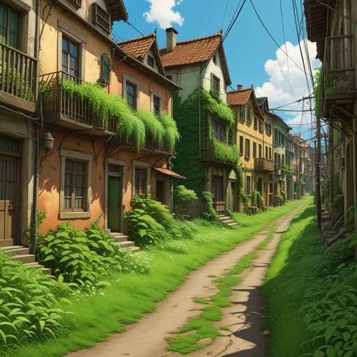 从前,有一个多年无人居住的荒废小镇。建筑物破败不堪,街道上长满了杂草。一天,一位好奇的旅行者决定探索这个荒废的地方。当他走在空荡荡的街道上时,他在人类噪音的缺失中感受到了一种奇怪的平静。这次经历让他欣赏到了荒废小镇的宁静之美。