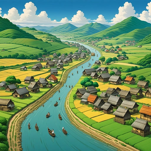 在一个小村庄里,有一条河经常泛滥淹没田地。村民们决定建造堤坝来防止这种情况。他们齐心协力,努力在河边筑堤。堤坝建成后,村庄免受洪水侵袭,庄稼茂盛。堤坝不仅保护了村庄,还带来了繁荣。