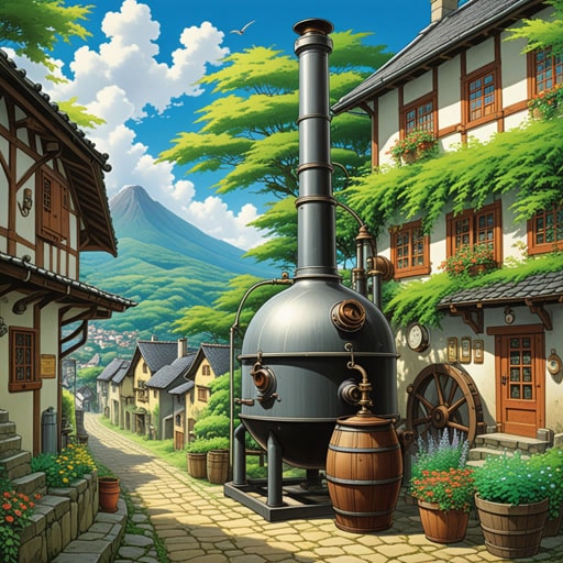 在一个小村庄里,有一位以蒸馏技艺著称的大师。一天,一位神秘的旅行者请他蒸馏一种稀有的草药。大师精心处理了这种草药,并通过蒸馏过程提取了一种强效的精华。这种精华不仅治愈了旅行者的疾病,还让这位蒸馏大师声名远扬。