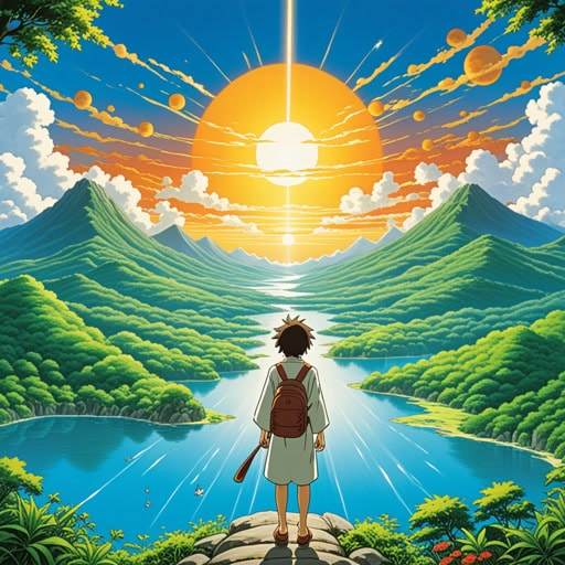 从前,有一个神奇的国度,那里的一切都是以八为单位。天上有八个太阳,八条河流,以及八个部落。一天,一个神秘的旅行者到来,携带着一个能改变一切的秘密。这个秘密就是第八个太阳掌握着永生的钥匙。八个部落,每个都由一个八角的星星代表,聚集起来决定如何使用这个知识。经过长时间的讨论,他们决定利用第八个太阳的力量为他们的土地带来和平与繁荣。