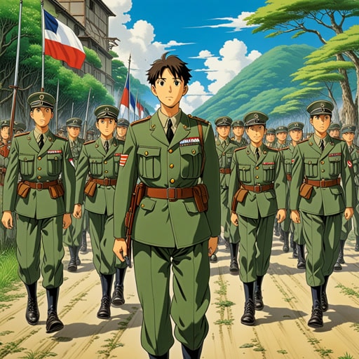 从前,有一个名叫杰克的年轻人,他渴望有所作为。他决定参军,为国家服务。他的决定是出于强烈的责任感和爱国心。参军后,杰克接受了严格的训练,并最终成为一名受人尊敬的士兵。他的故事激励了许多人参军并服务。