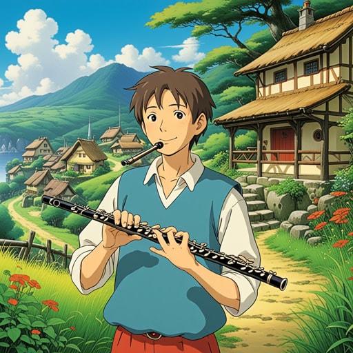 在一个小村庄里,住着一个名叫尼尔斯的音乐家,他吹奏笛子的声音悦耳动听。他的音乐如此美妙,给村庄带来了和平与和谐。一天,一个旅行者听到了尼尔斯的悦耳旋律,深受感动,决定留下来向尼尔斯学习吹奏笛子的艺术。