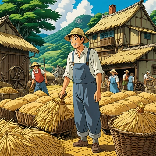 在一个小村庄里,有一位老农夫名叫约翰。约翰有一个特殊的工具叫做扬谷机,他用它来将谷粒与谷壳分离。在一个炎热的夏日,约翰使用他的扬谷机准备谷物去市场。扬谷机工作得很好,约翰能够以好价钱卖掉他的干净谷物。扬谷机不仅帮助约翰完成了工作,还给他带来了繁荣。
