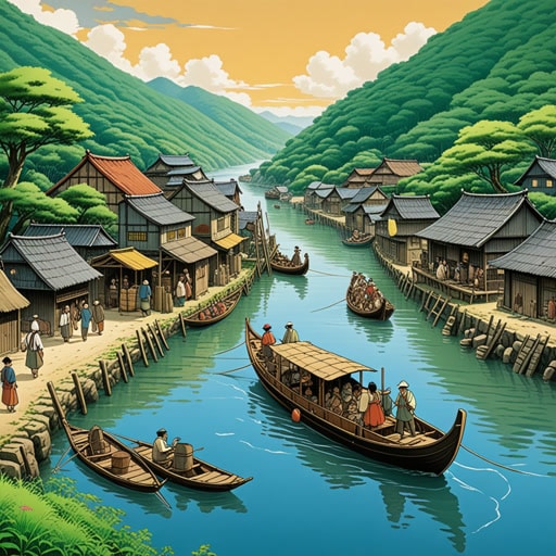 从前,有一个被宽阔河流环绕的小村庄。过河的唯一方式是乘坐渡船。一天,一位旅行者来到村庄,需要到达河的对岸。渡船夫同意将他摆渡过去。当他们航行时,旅行者了解到渡船的历史及其对村庄的重要性。渡船不仅运送人,还运送货物,将村庄与外界连接起来。