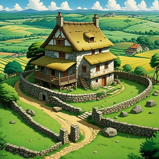 在一个小村庄里,有一座完全由fieldstone建造的独特房子。这些从周围田野收集来的石头不仅丰富,而且为建筑提供了自然美。村民们经常聚集在一起欣赏这座房子,它证明了自然材料的简单和强度。