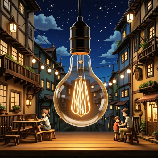 在一个小镇上,有一位名叫菲拉门特博士的科学家。他因研究光和电而闻名。一天,在试验一种新型灯泡时,他发现了一种独特的灯丝,能发出更亮的光。这一发现引发了照明技术的革命,使菲拉门特博士成为了镇上的名人。