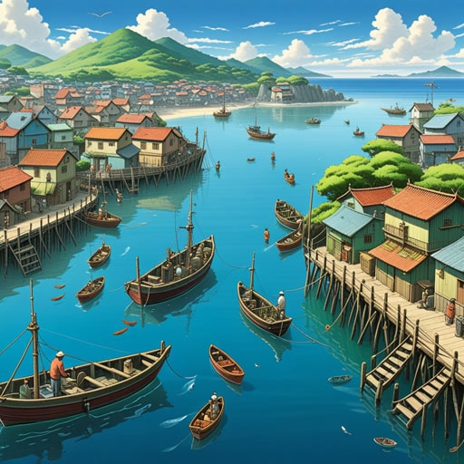 在一个沿海小镇,渔业是社区的生命线。每天早晨,渔夫们出海捕鱼,带回丰富的渔获,维持着小镇的生活。一天,为了确保渔业的可持续性,引入了一项新规定。渔夫们虽然最初有所抵触,但很快意识到为子孙后代保护他们的生计的重要性。