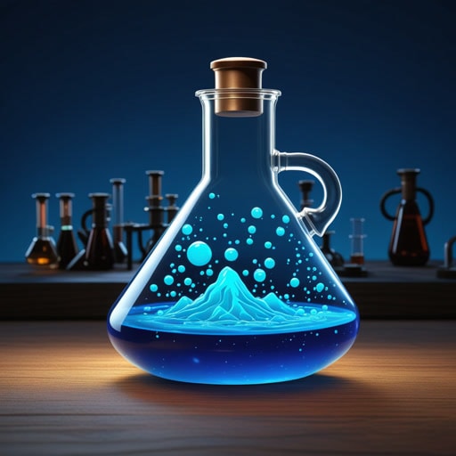 在一个安静的实验室里,一位名叫弗拉斯克博士的科学家正在进行一项新的实验。他小心地从一个烧瓶中将一种神秘的液体倒入试管。液体立即反应,发出明亮的蓝光。这一意外结果促使弗拉斯克博士继续他的研究,最终在化学领域取得了一项突破性的发现。